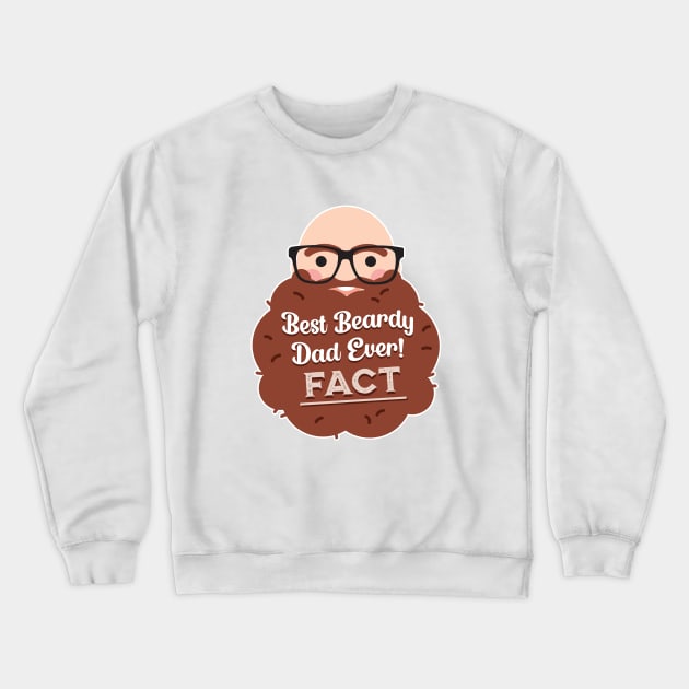 Best (Brown) Beardy Dad Ever FACT Crewneck Sweatshirt by VicEllisArt